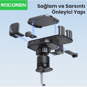 Resim Rocoren Metal Kancalı Havalandırma Destekli Araç İçi Telefon Tutucu 