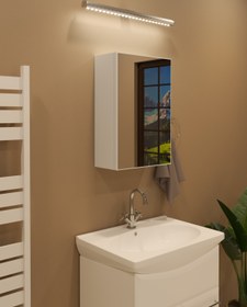 Resim makbulce Tek Kapaklı Lavobo Üstü Aynalı Banyo Dolabı 