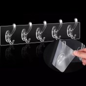 Resim Baysa 5li Şeffaf Yapışkanlı Askılık 