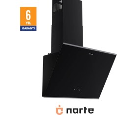Resim Narte -H20060BX 60 cm Siyah Cam Inox Çıtalı Eğimli Davlumbaz - 6 Yıl Garantili 