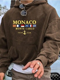 Resim Altamira Erkek Monaco Baskılı Oversize Kapşonlu Sweatshirt 001 