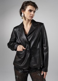 Resim Valmenti Kadın Hakiki Deri Kızıl Eskitme Ceket VLM5349 - 3XL 