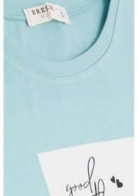 Resim Breeze Kız Çocuk Crop Tişört Yazı Baskılı Yanları Yırtmaçlı 9-14 Yaş, Mint Yeşili-mint Yeşili Mint 