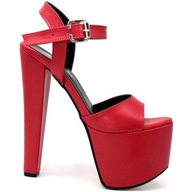 Resim Kindep Yüksek Topuklu 18 Cm Platform 7 Cm Kadın Ayakkabı Kırmızı Kırmızı 