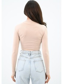 Resim Koza Butik Kadın Dik Yaka Drapeli Kapaklı Crop Bluz 1655-24 001 