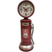 Resim Vintage Route66 Saatli Metal Kumbara 37cm 