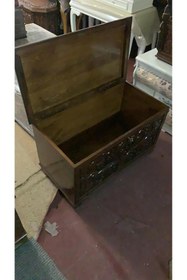 Resim BENGİ TİCARET Çeyiz 13648 SANDIK Ahşap Kayın El Oymalı Model Kilit Parlak ceviz natüre El Yapı 