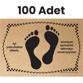 Resim BALKAN AMBALAJ Kraft 120gr Ayak İzi Yatay Oto Paspas Kağıdı 100 Adet - 35x50cm - Kalın Kağıt Baskılı 