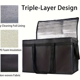 Resim 1 adet Ekstra Büyük XXXL Yalıtımlı Çanta - Seyahat ve Açık Hava Kampı için Dayanıklı, Çok Bölümlü Soğutucu, Isı Koruma, Fermuarlı Taşınabilir Oxford Bez Çanta, Kamp Aksesuarı 