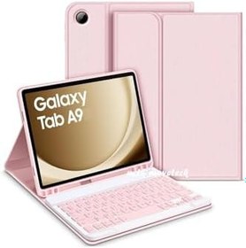 Resim M.TK moveteck Samsung Galaxy Tab A9 8.7 İnç Uyumlu Bluetooth Özellik Standlı Kalem Bölmeli Klavyeli Kılıf SM-X110, pembe, Tek Ebat, keyboard-a98.7-pembe 