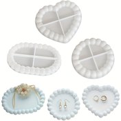 Resim 3 adet Silikon Tepsi Kalıpları Seti - Kalıp, Oval, Yuvarlak Şekiller Plaster, Reçine, Çimento, Beton Dökümü için | Takılar, Süsler, Mum Tutucuları için Mükemmel | DIY Sanat ve Ev Dekoru, El Sanatları Tepsi | Dekoratif Tepsi | Silikon Malzeme 