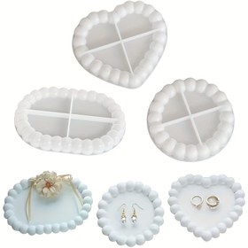 Resim 3 adet Silikon Tepsi Kalıpları Seti - Kalıp, Oval, Yuvarlak Şekiller Plaster, Reçine, Çimento, Beton Dökümü için | Takılar, Süsler, Mum Tutucuları için Mükemmel | DIY Sanat ve Ev Dekoru, El Sanatları Tepsi | Dekoratif Tepsi | Silikon Malzeme 