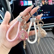Resim Zarif Alaşım & Taşlı Dolar İşareti Anahtarlık Örgülü İple - Araba Anahtarları, Çantalar & Cüzdanlar için Parıldayan Cazibe - İdeal Doğum Günü Hediyesi 