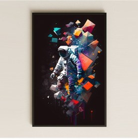 Resim Soyut Geometrik Astronot Temalı Pleksi Tablo - Dijital Uzay Sanatı Dekoru 