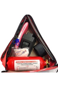 Resim CARSESUAR Trafik Seti ve Kuru Kimyevi Tozlu %40 Map Abc Araç Yangın Söndürme Tüpü 1 kg 