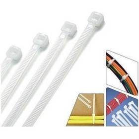 Resim Kablo Bağı Plastik Cırt Kelepçe 4.8X300 Mm 30Cm Beyaz 100 Adet 