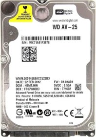 Resim WD AV-25 WD3200BUCT 320 GB 2.5" 5400 RPM HDD 