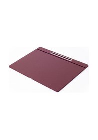 Resim Turgut Office Deri Kapaklı Masa Sümeni Bordo Krom Detaylı 50 x 35 CM 