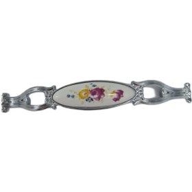 Resim Zümre 128 Mm Metal Krom Kasa Beyaz Çiçek Desenli / 5 Adet Gümüş 