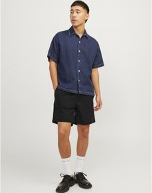 Resim Jack & Jones Erkek Keten Karisimli Jogger Sort - Jaiden 12248629 Black Vizon 