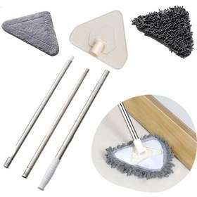 Resim Teleskopik Saplı 150 Cm Üçgen Mop Cam Duvar Tavan Fayans Parke Temizleyici Mop 5468 