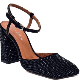 Resim Ronato Siyah Süet Kadın Kalın Topuk 