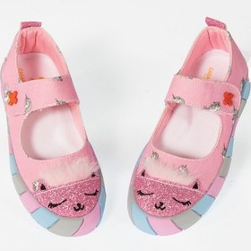 Resim Pembe Kedi Kanvas 3d Kız Çocuk Babet Pembe 
