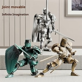 Resim En Yeni Montajlı Ortaçağ Şövalyesi, Ağır Hizmet Retro Şövalye Model Figürü, Silah/Kalkan/Geçit Aksesuarları Dahil, Dekorasyon veya PC Süslemesi İçin Uygun, 4 Renk Seçeneğiyle, Ortaçağ Sahnesini Simüle Eder 