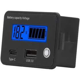 Resim Geeroyoo Dijital Akü Kontrol Cihazı Lcd Ekranlı 8-30v Dc Çift Usb-c Portlu Akü Gerilim Ve Kapasite Ölçer Araç Motosiklet Bot Uyumlu 