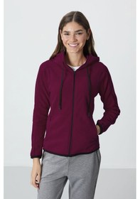 Resim Tommy Life Erguvan Kalın Yumuşak Dokulu Kapüşonlu Standart Fit Nakışlı Polar Kadın Sweatshirt -97287 Mor 