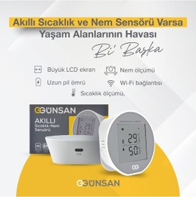 Resim Günsan Akıllı Wifi Sıcaklık & Nem Sensörü Tuya & Smart Life Uyumlu 
