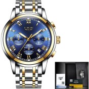 Resim Hanyang Çelik Altın Mavi 2022 Yeni Saatler Erkekler Lüks Marka Lıge Chronograph Erkekler Spor Saatler Su Geçirmez Tam Çelik Kuvars Erkek Saati Relogio Masculino (Yurt Dışından) 