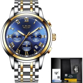 Resim Hanyang Çelik Altın Mavi 2022 Yeni Saatler Erkekler Lüks Marka Lıge Chronograph Erkekler Spor Saatler Su Geçirmez Tam Çelik Kuvars Erkek Saati Relogio Masculino (Yurt Dışından) 