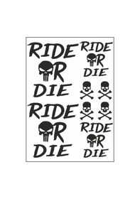 Resim A4 Sticker 127 Tek Paket Çoklu Ride Or Die Siyah 