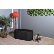 Resim Gazzini Furniture Velluto Lungo Lounge Antrasit Puf - 90cm Oval Dekoratif Puf Koltuk 