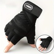 Resim Turcoshop11 Siyah L Polyurethane Jel Destekli Parmaksız Eldiven Kaydırmaz Esnek Spandex 