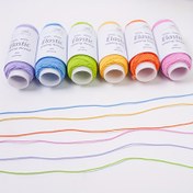 Resim 6 adet Elastik Dikiş İplikleri - Yüksek Esneklikli Polyester, Çeşitli Renkler (Mor, Mavi, Yeşil, Turuncu, Pembe, Sarı) Dikiş ve El Sanatları için, El Sanatları Malzemeleri | Canlı İplikler | Pürüzsüz Dokulu 