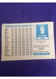 Resim 9 Kasım 2001 Takvim Yaprağı - Nostalji Koleksiyonluk Takvim Yaprağı C 