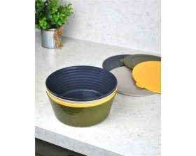 Resim Qualitev 4 Adet Plastik Kapaklı Kase Seti Renkli Saklama Kabı Salata Kase 18X7 cm 1500 ml 