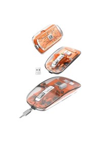 Resim Sessiz Tıklama Çift Modlu Bluetooth Ve Alıcı Şeffaf Mouse Fare 