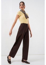 Resim Bigdart 6689 Kadın Yüksek Bel Baggy Kot Pantolon - Kahverengi 