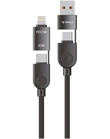 Resim Torima U17 4 in 1 Type-C 100 CM 85 W Hızlı Şarj Ve Data Kablosu Siyah 