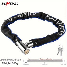 Resim Xunting Ultra-Güvenli Bisiklet Zincir Kilidi - Hafif, Hırsızlığa Karşı Koruma Tungsten Çelik, Yol ve Dağ Bisikletleri için, Cilalı Siyah Bitiş 