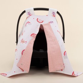 Resim Puset Örtüsü - Çift Taraflı - Pudra Muslin - Pembe Gökkuşağı 