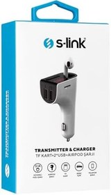 Resim S-link SL-BT245 5V 3.1A / 5V 1A Bluetooth Kulaklık ve TF+USB Fm Transmitter 