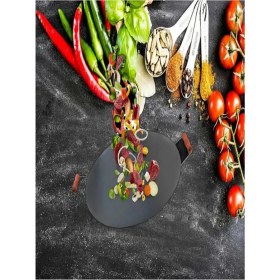 Resim Otm Kavurma Sac 40 cm Çift Taraflı Saç Kavurma Gözleme Sacı Ahşap Kulp FR40 