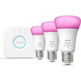 Resim Philips Hue Wca 9W E27 Renkli Akıllı Ampul 3'lü Başlangıç Seti, Hue Bridge Dahildir 