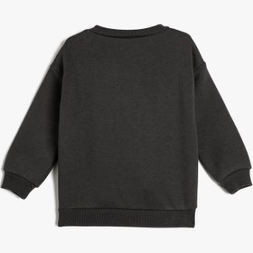 Resim Erkek Bebek Kapşonlu Sweatshirt Şardonlu Kaplan Baskılı Pamuklu 