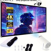Resim 60 İnç 4K HD Taşınabilir Projeksiyon Ekranı - Kırışıklık Olmayan, Katlanabilir Tasarım İç/Dış Mekan Kullanımı İçin, Filmler & Ofis Sunumları İçin İdeal, Polyester Malzeme, Pil Gerektirmez 