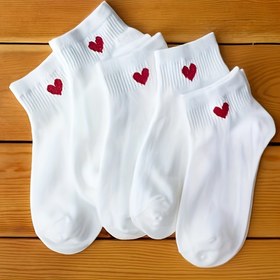 Resim Sevgililer Günü Hediyesi Olarak İdeal ve İlkbahar ile Sonbahar için Rahat Bir Seçim olan 5 Çift Kalp Baskılı Moda Düşük Üst Çoraplar 